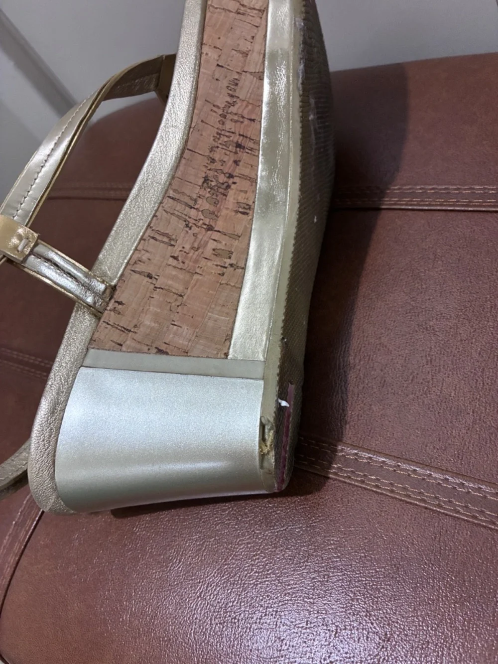 Prada Metallic Gold Leather Slingback Thong Sandals EU 39 US 9